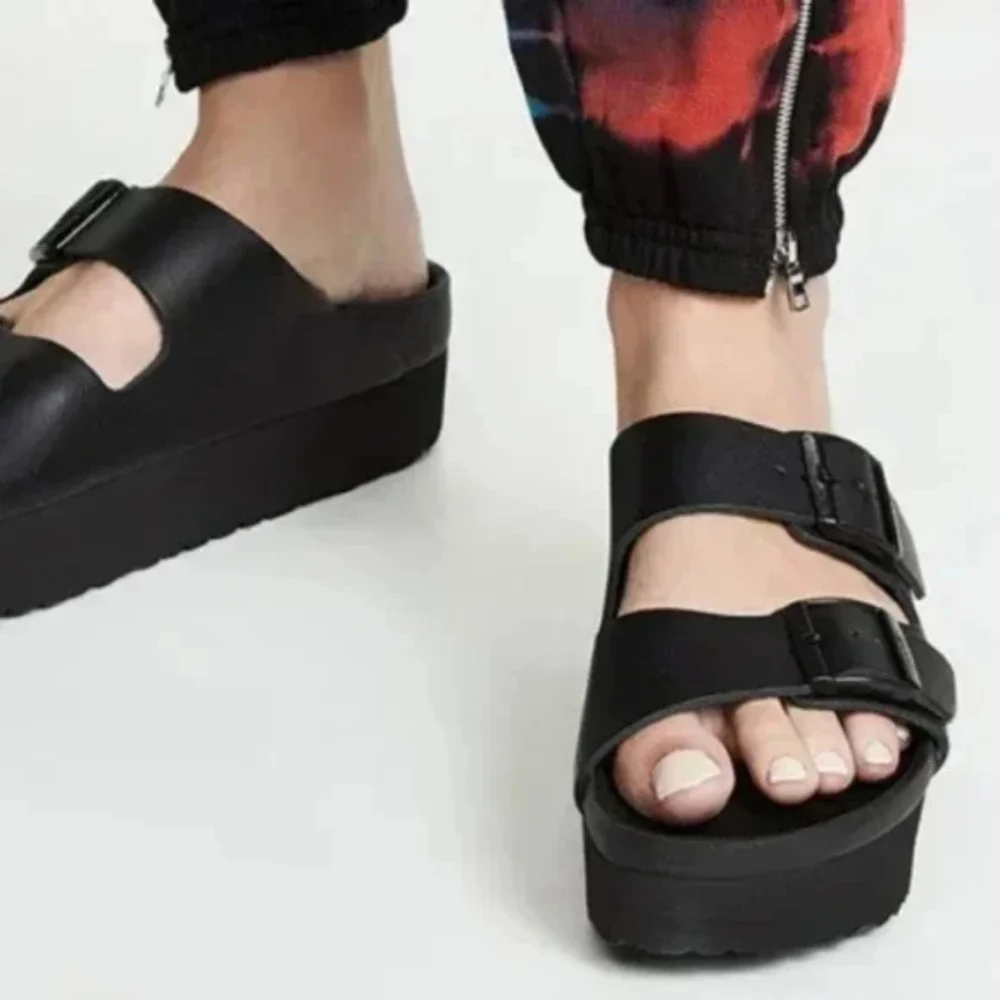 PERFECT PAPILLIO X BIRKENSTOCK EXQUISITE ARIZONA PLATFORM SANDALS SLIDES - Picture 2 of 8
